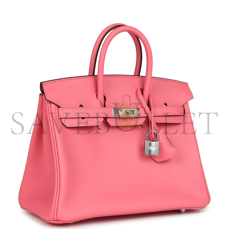 HERMES BIRKIN 25 ROSE AZALEE SWIFT PALLADIUM HARDWARE (25*20*13cm)